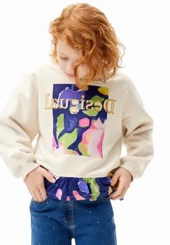 Desigual bluza copii culoarea alb, cu imprimeu, 24WGSK06 imagine