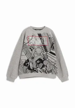 Desigual bluza copii SPIDERMAN culoarea gri, cu imprimeu, 24WBSK09 imagine