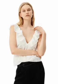 Desigual bluza femei, culoarea alb, neted imagine