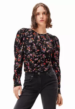 Desigual bluza femei, culoarea negru, modelator imagine