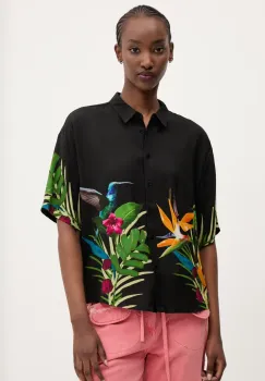 Desigual camasa ARTEMISA femei, culoarea negru, cu guler clasic, relaxed, 25SWCW39 imagine