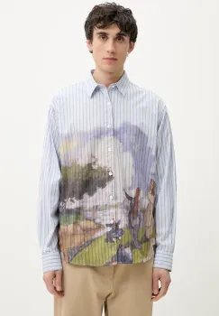 Desigual camasa din bumbac ARTWORK barbati, cu guler clasic, relaxed, 25SMCW05 imagine
