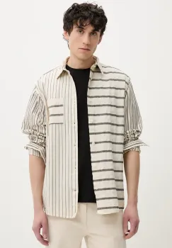 Desigual camasa din bumbac JACK barbati, culoarea bej, cu guler clasic, relaxed, 25SMCW15 imagine