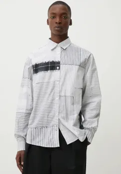 Desigual camasa din bumbac MASSACHUSSETS barbati, culoarea alb, cu guler clasic, relaxed, 24WMCW41 imagine