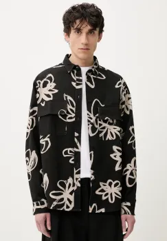 Desigual camasa din bumbac NATURE barbati, culoarea negru, cu guler clasic, relaxed, 25SMCW16 imagine