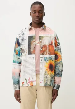 Desigual camasa din bumbac PACO culoarea bej, cu guler clasic, relaxed, 25WMCW20 imagine