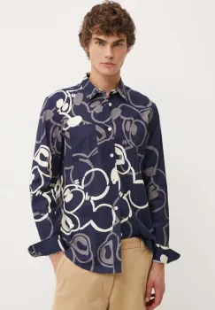 Desigual camasa din bumbac SAMSON barbati, culoarea albastru marin, cu guler clasic, regular, 24WMCW26 imagine