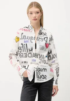 Desigual camasa din bumbac SOUL culoarea gri, cu guler clasic, relaxed, 25WWCW10 imagine