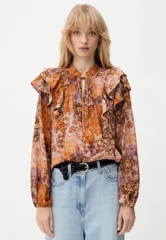 Desigual camasa ROMANTICA culoarea portocaliu, cu un decolteu legat, regular, 25WWBW08 imagine