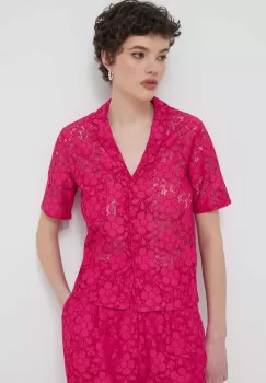 Desigual camasa SIENA femei, culoarea roz, cu guler clasic, relaxed, 24SWCW30 imagine
