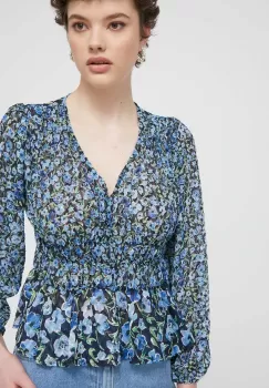 Desigual camasa ZOE femei, culoarea albastru marin, regular, 24SWBW17 imagine