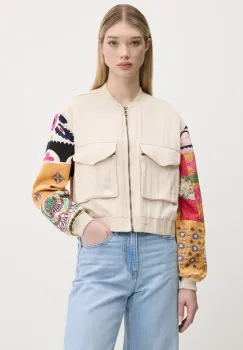 Desigual geaca bomber AUSTIN culoarea bej, de tranzitie, 25SWEW51 imagine