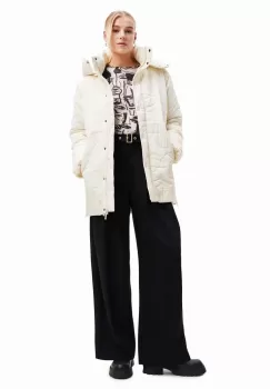 Desigual geaca femei, culoarea alb, de tranzitie imagine