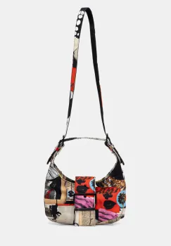 Desigual geanta de bumbac COLLAGE LACROIX culoarea negru, 25SAXA16 imagine