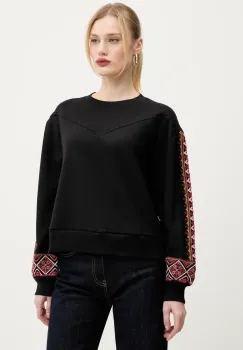 Desigual hanorac de bumbac AYANA femei, culoarea negru, cu imprimeu, 25SWSK43 imagine