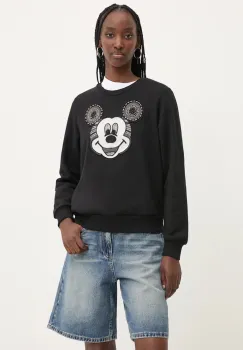 Desigual hanorac de bumbac MICKEY YEAH! femei, culoarea negru, cu imprimeu, 24WWSK10 imagine
