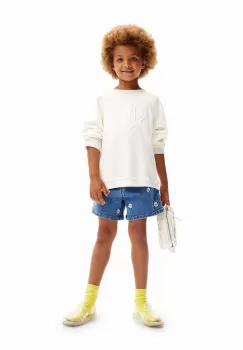 Desigual hanorac de bumbac pentru copii culoarea alb, cu imprimeu imagine