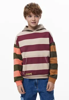 Desigual hanorac de bumbac pentru copii culoarea bej, cu gluga, modelator, 25WBSK05 imagine