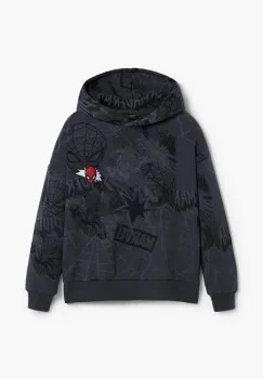 Desigual hanorac de bumbac pentru copii culoarea gri, cu gluga, cu imprimeu, 25WBSK08 imagine