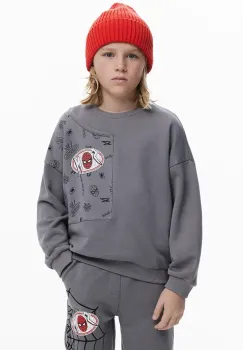 Desigual hanorac de bumbac pentru copii culoarea gri, cu imprimeu, 25SBSK03 imagine