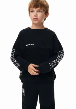 Desigual hanorac de bumbac pentru copii culoarea negru, modelator, 24WBSK03 imagine