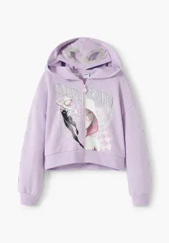 Desigual hanorac de bumbac pentru copii culoarea violet, cu gluga, cu imprimeu, 25WGSK12 imagine