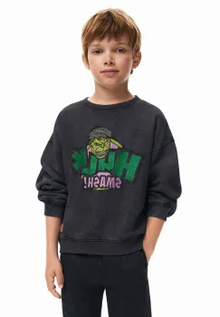 Desigual hanorac de bumbac pentru copii HULK culoarea verde, cu imprimeu, 24WBSK05 imagine