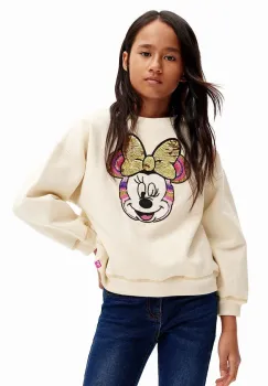 Desigual hanorac de bumbac pentru copii MICKEY MOUSE culoarea bej, cu imprimeu, 24WGSK07 imagine