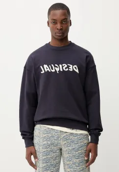 Desigual hanorac de bumbac PHIL culoarea bleumarin, cu imprimeu, 25WMSK05 imagine