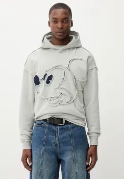 Desigual hanorac de bumbac SHEFFIELD MICKEY culoarea gri, cu gluga, cu imprimeu, 25WMSK08 imagine