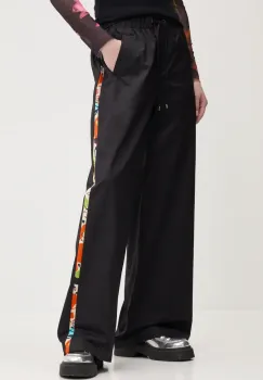 Desigual pantaloni de bumbac PAISLEY LACROIX femei, culoarea negru, drept, high waist, 25SWPW19 imagine