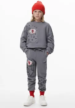 Desigual pantaloni de trening din bumbac culoarea gri, cu imprimeu, 25SBPK01 imagine