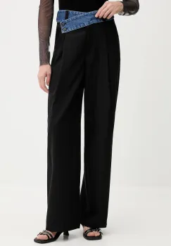 Desigual pantaloni din lana DENIMWAIST culoarea negru, 25WWPW03 imagine