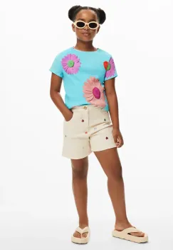 Desigual pantaloni scurti din denim pentru copii culoarea bej, modelator, talie reglabila, 25SGPW03 imagine