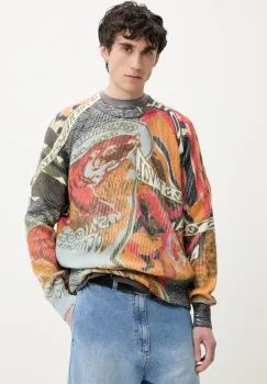 Desigual pulover AMA barbati, culoarea portocaliu, 25SMJF11 imagine