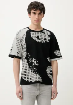 Desigual pulover de bumbac PALERMO barbati, culoarea negru, light, 25SMTF06 imagine