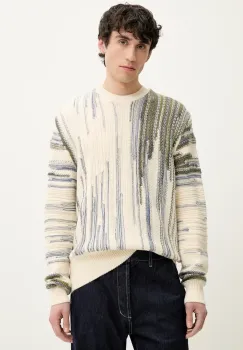 Desigual pulover din amestec de lana ICE barbati, culoarea bej, 25SMJF03 imagine