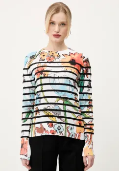 Desigual pulover LEKNES femei, culoarea alb, light, 25SWJF21 imagine