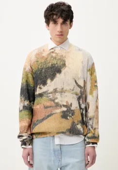 Desigual pulover MASTERPIECE barbati, culoarea bej, 25SMJF05 imagine