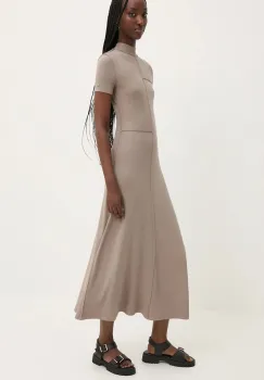 Desigual rochie CINCINNATI culoarea bej, maxi, mulata, 24WWVK67 imagine