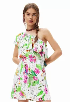 Desigual rochie culoarea alb, mini, drept imagine