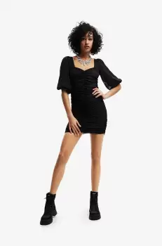 Desigual rochie culoarea albastru marin, mini, mulata imagine