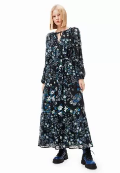 Desigual rochie culoarea negru, maxi, drept imagine