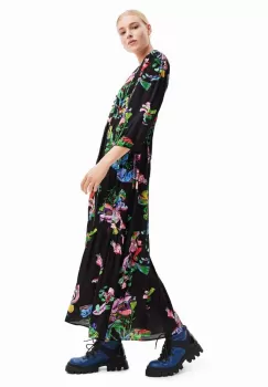 Desigual rochie culoarea negru, maxi, evazati imagine