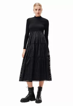 Desigual rochie culoarea negru, midi, drept imagine