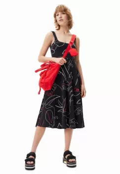 Desigual rochie culoarea negru, midi, drept imagine