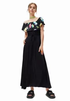 Desigual rochie culoarea negru, midi, evazati imagine