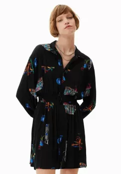 Desigual rochie culoarea negru, mini, drept imagine