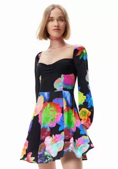 Desigual rochie culoarea negru, mini, evazati imagine