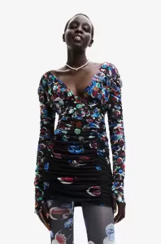 Desigual rochie culoarea negru, mini, mulata imagine